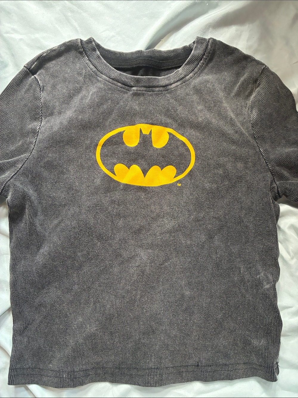 ROMWE Gray Kids T-Shirt with Yellow Batman Logo